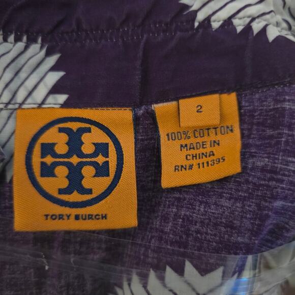 TORY BURCH Purple & White Long Sleeve V-Neck Tunic Sz 2 (721) - Picture 13 of 13